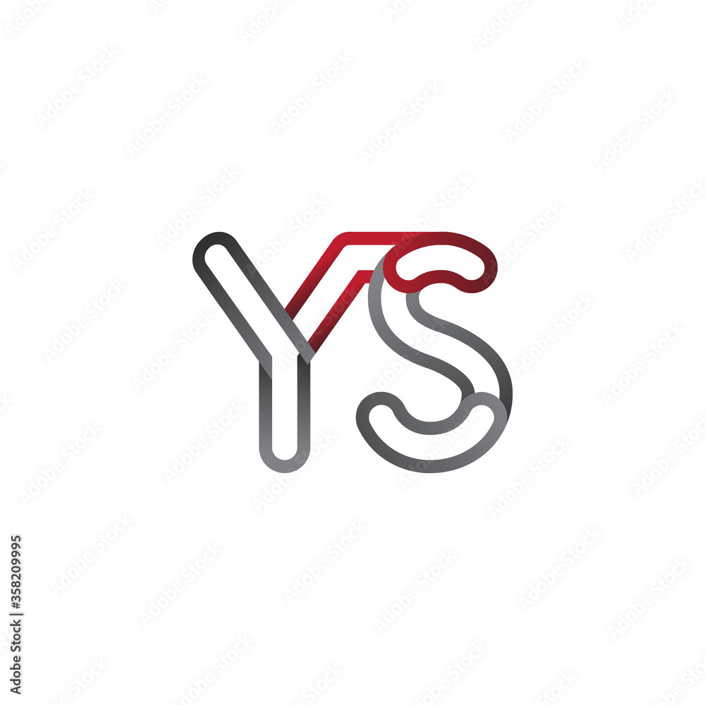 initial logo letter YS, linked outline red and grey colored, rounded logotype initial logo letter YS, linked outline red and grey colored, rounded logotype