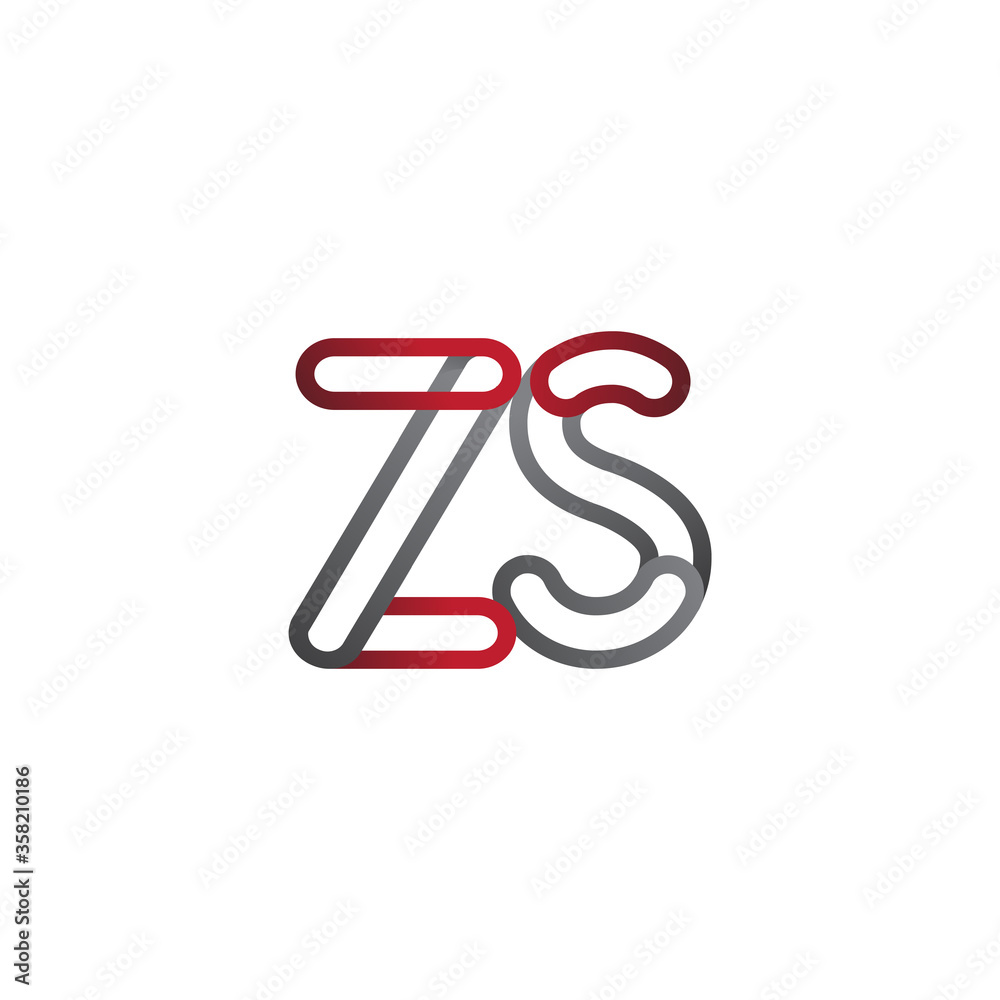 initial logo letter ZS, linked outline red and grey colored, rounded logotype initial logo letter ZS, linked outline red and grey colored, rounded logotype