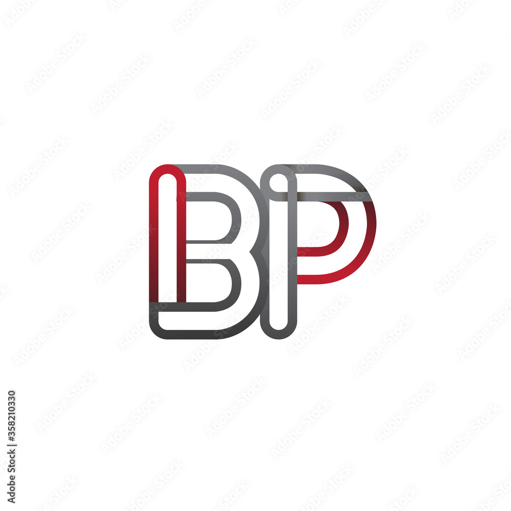 initial logo letter BP, linked outline red and grey colored, rounded logotype initial logo letter BP, linked outline red and grey colored, rounded logotype