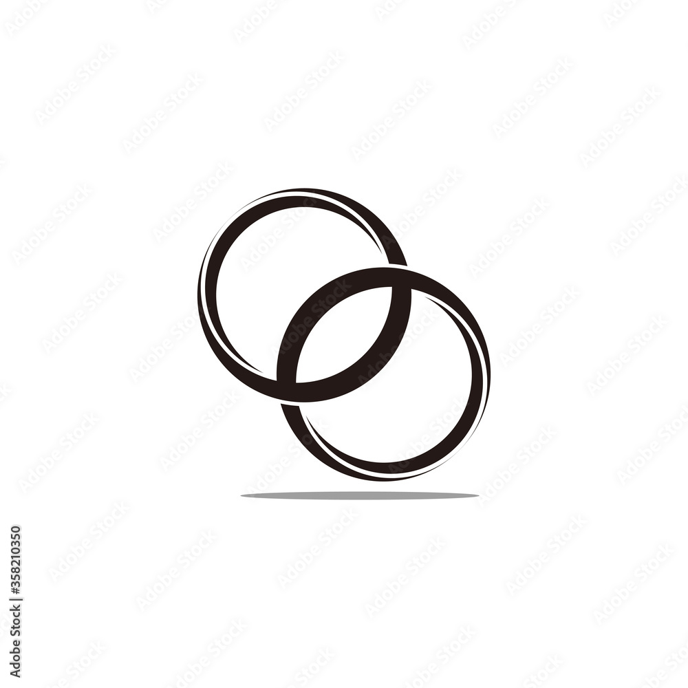 linked 3d shadow rings symbol decoration logo vector linked 3d shadow rings symbol decoration logo vector