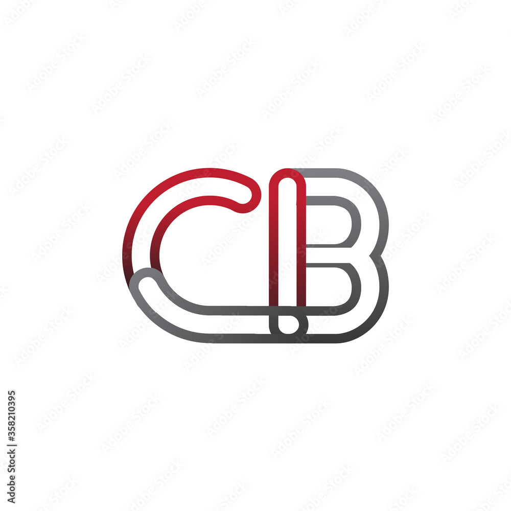 initial logo letter CB, linked outline red and grey colored, rounded logotype initial logo letter CB, linked outline red and grey colored, rounded logotype