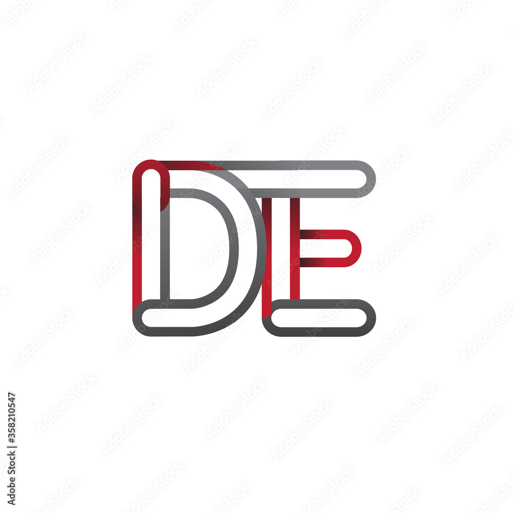 initial logo letter DE, linked outline red and grey colored, rounded logotype initial logo letter DE, linked outline red and grey colored, rounded logotype