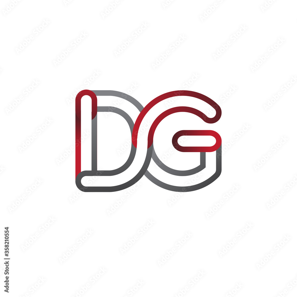 initial logo letter DG, linked outline red and grey colored, rounded logotype initial logo letter DG, linked outline red and grey colored, rounded logotype