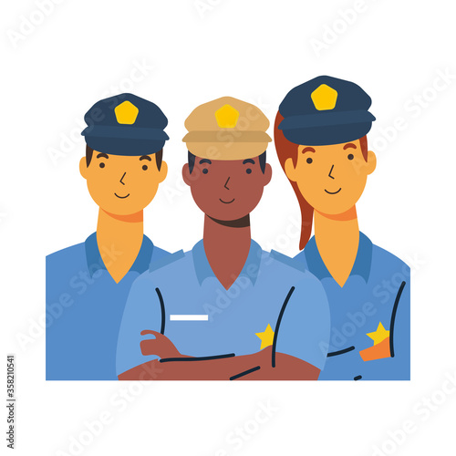 police men and woman worker vector design