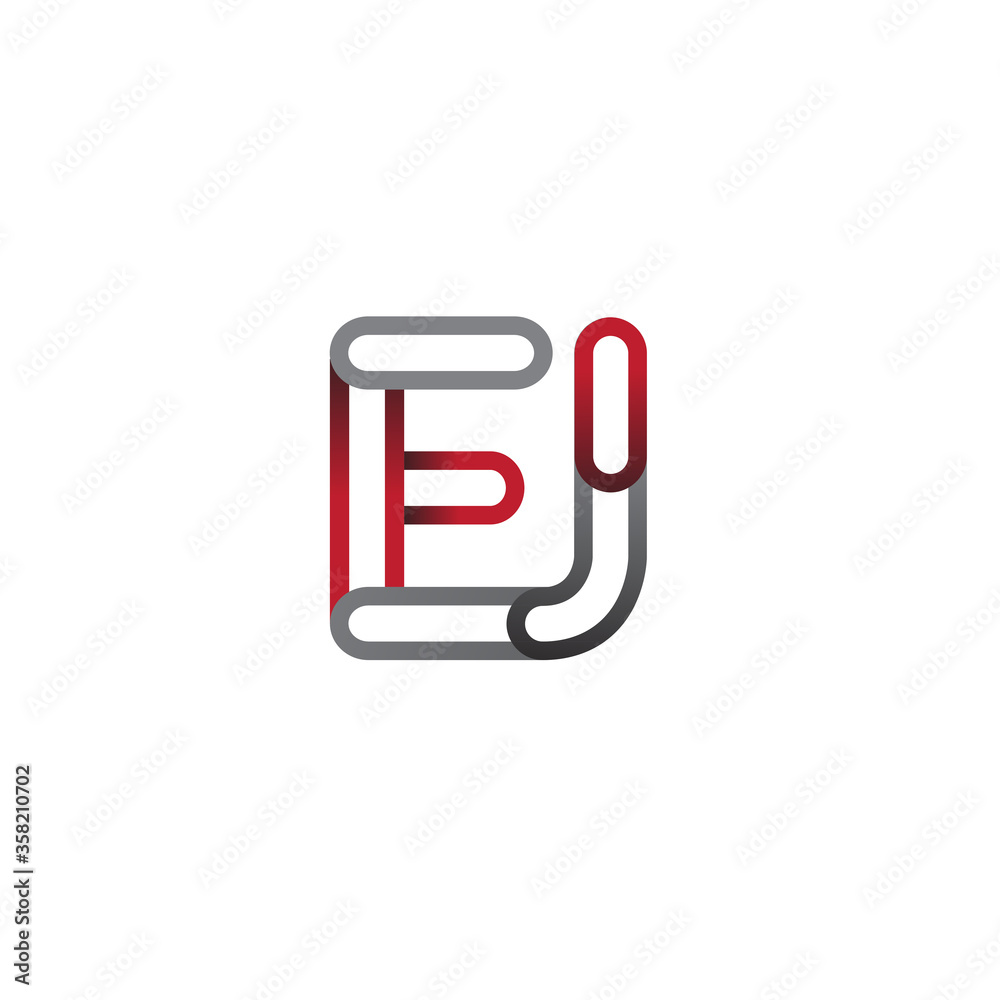 initial logo letter EJ, linked outline red and grey colored, rounded logotype initial logo letter EJ, linked outline red and grey colored, rounded logotype