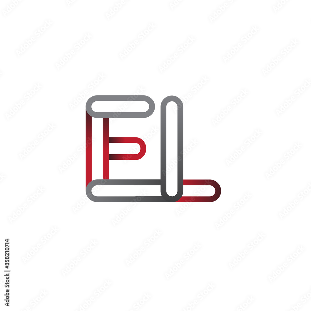 initial logo letter EL, linked outline red and grey colored, rounded logotype initial logo letter EL, linked outline red and grey colored, rounded logotype