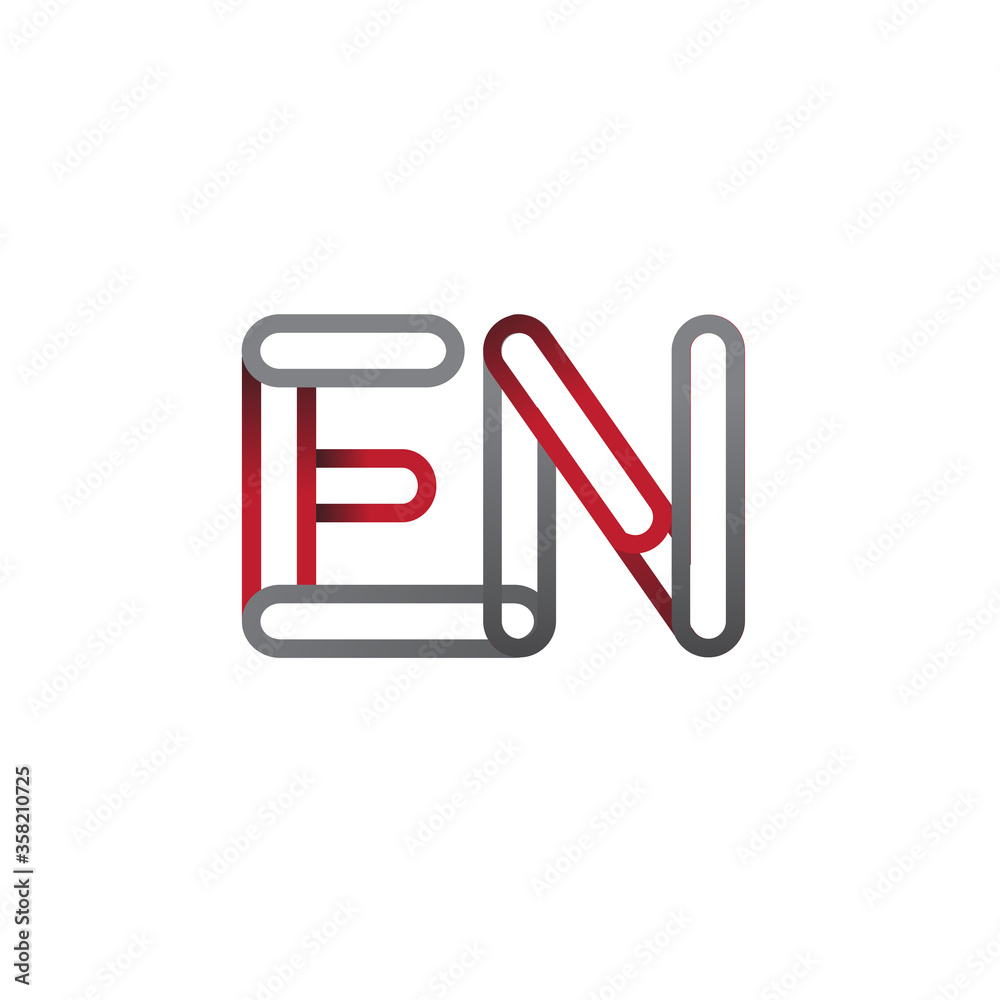 initial logo letter EN, linked outline red and grey colored, rounded logotype initial logo letter EN, linked outline red and grey colored, rounded logotype