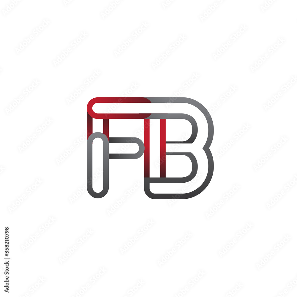 initial logo letter FB, linked outline red and grey colored, rounded logotype initial logo letter FB, linked outline red and grey colored, rounded logotype