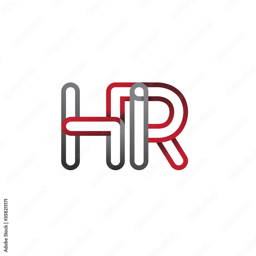 initial logo letter HR, linked outline red and grey colored, rounded logotype initial logo letter HR, linked outline red and grey colored, rounded logotype