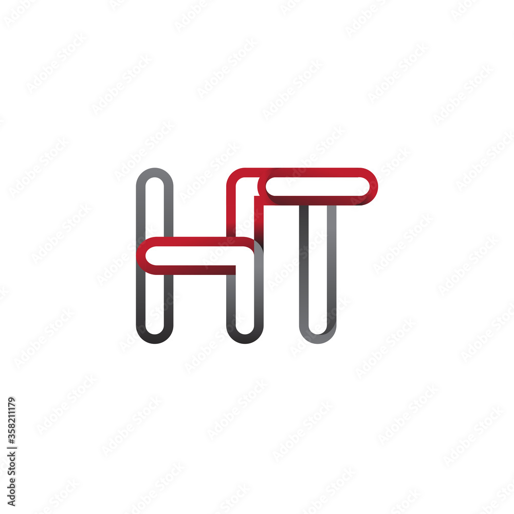 initial logo letter HT, linked outline red and grey colored, rounded logotype initial logo letter HT, linked outline red and grey colored, rounded logotype