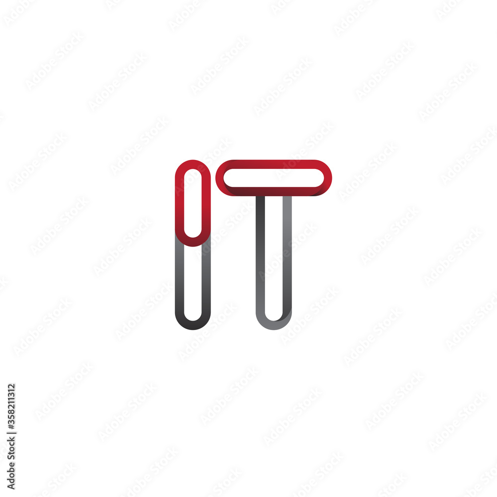 initial logo letter IT, linked outline red and grey colored, rounded logotype initial logo letter IT, linked outline red and grey colored, rounded logotype