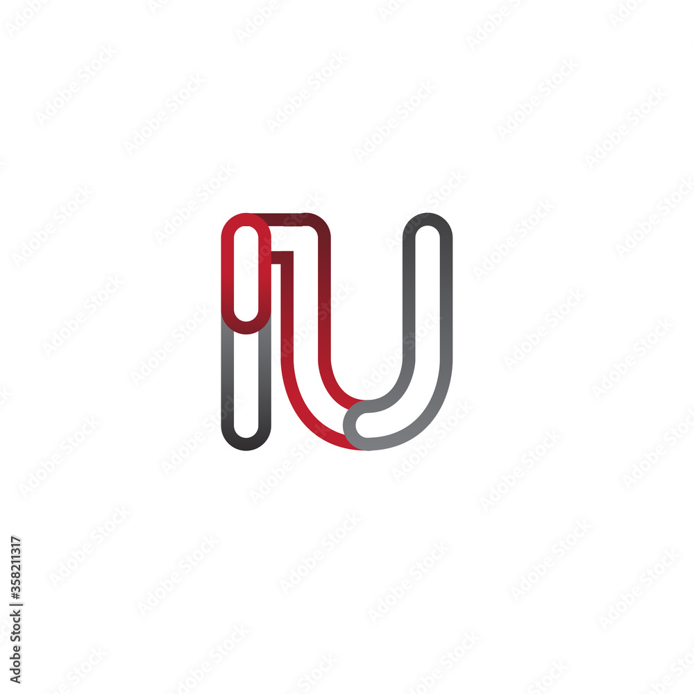 initial logo letter IU, linked outline red and grey colored, rounded logotype initial logo letter IU, linked outline red and grey colored, rounded logotype
