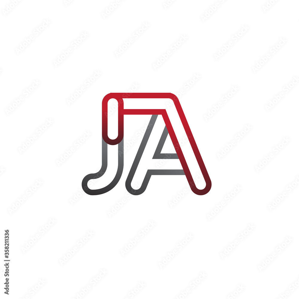 initial logo letter JA, linked outline red and grey colored, rounded logotype initial logo letter JA, linked outline red and grey colored, rounded logotype