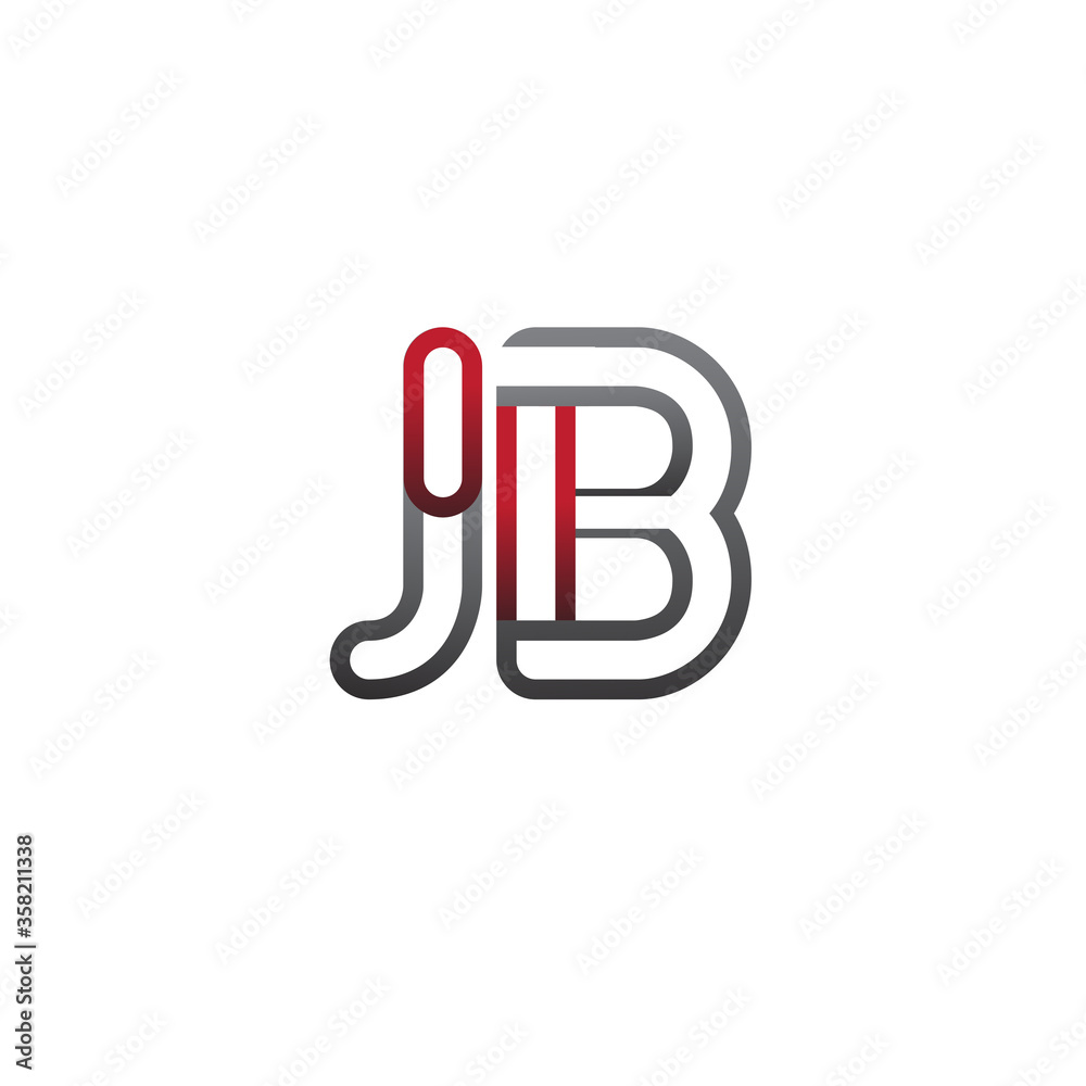 initial logo letter JB, linked outline red and grey colored, rounded logotype initial logo letter JB, linked outline red and grey colored, rounded logotype
