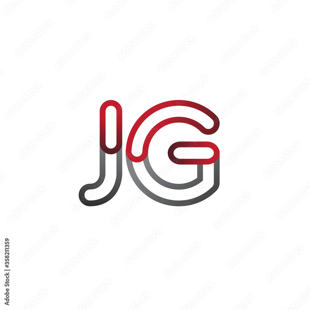 initial logo letter JG, linked outline red and grey colored, rounded logotype initial logo letter JG, linked outline red and grey colored, rounded logotype