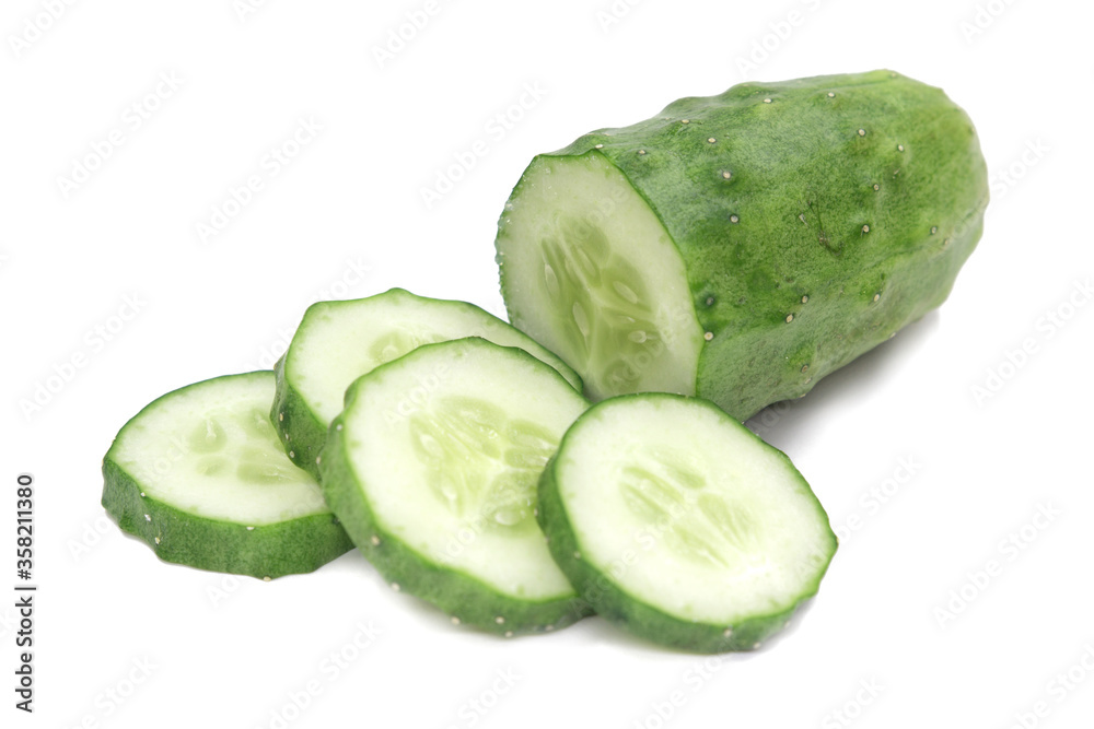 sliced cucumber isolated on white background sliced cucumber isolated on white background