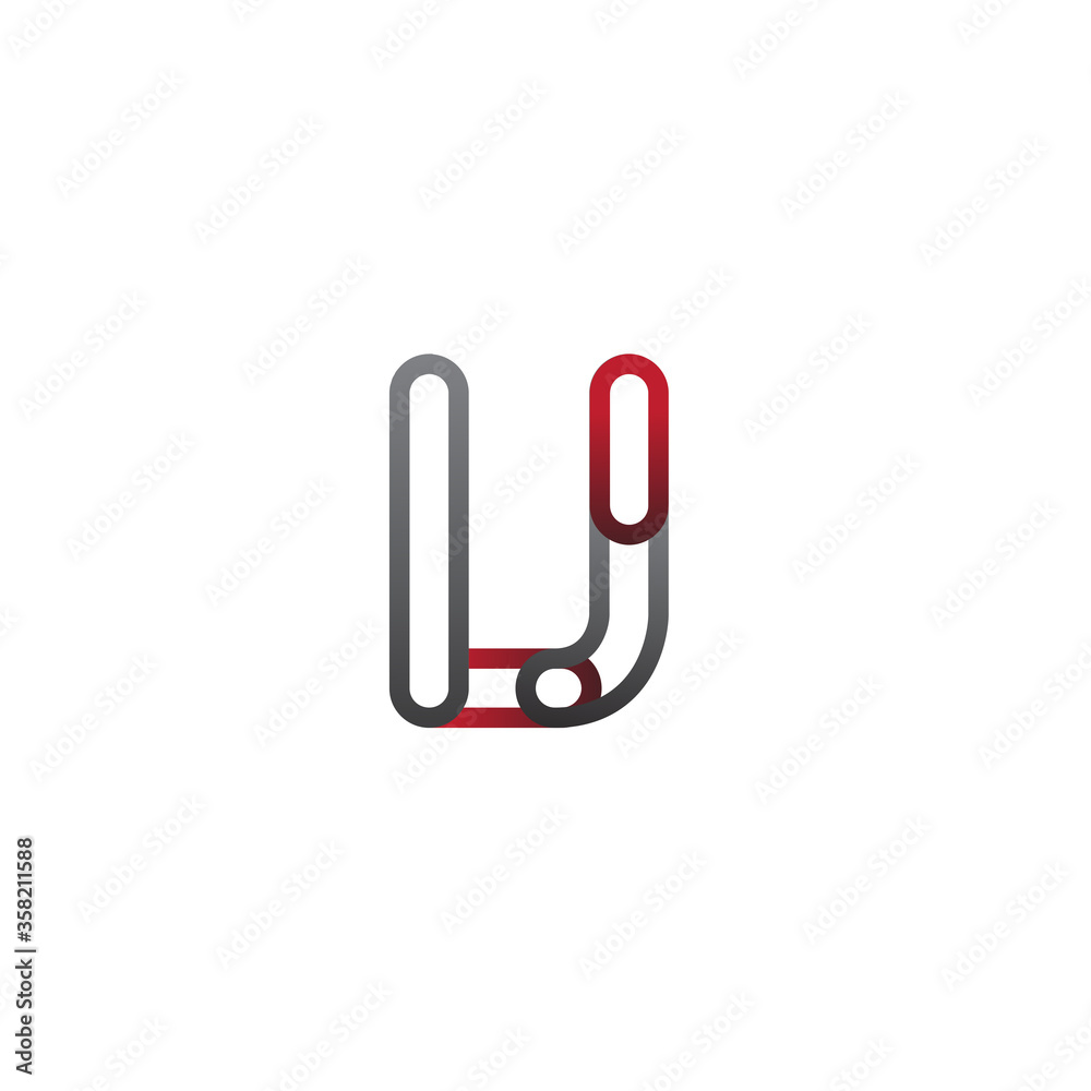 initial logo letter LJ, linked outline red and grey colored, rounded logotype initial logo letter LJ, linked outline red and grey colored, rounded logotype