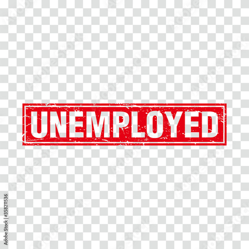 Abstract Red Grunge Unemployed Rubber Stamps Sign Vector, Red Grunge Unemployed Seal, Mark, Label Design Template