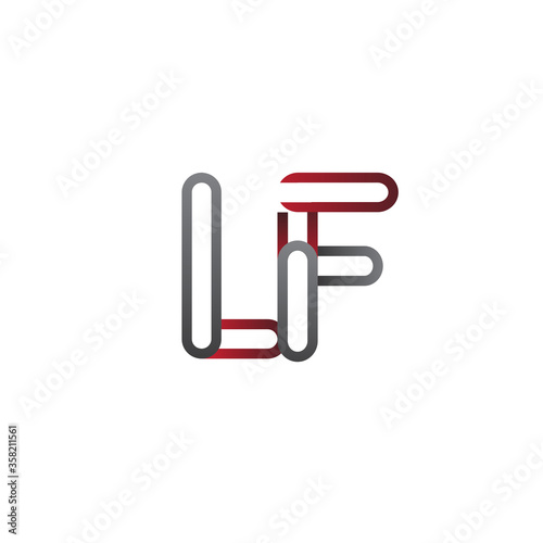 initial logo letter LF, linked outline red and grey colored, rounded logotype