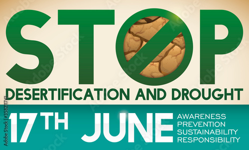 Invitation to Stop Desertification and Drought and Celebrate its Day, Vector Illustration