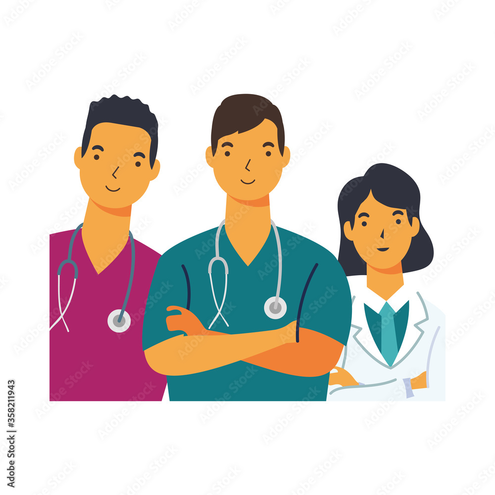 male and female doctors with uniforms vector design male and female doctors with uniforms vector design