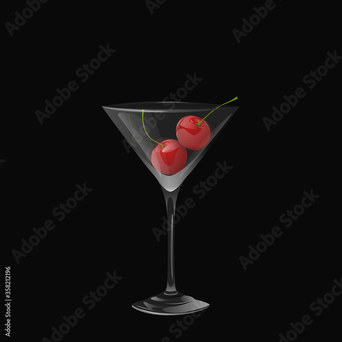 cherry in a glass realistic vector