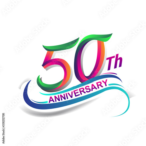 50th anniversary celebration logotype colorful design. Birthday logo on white background.