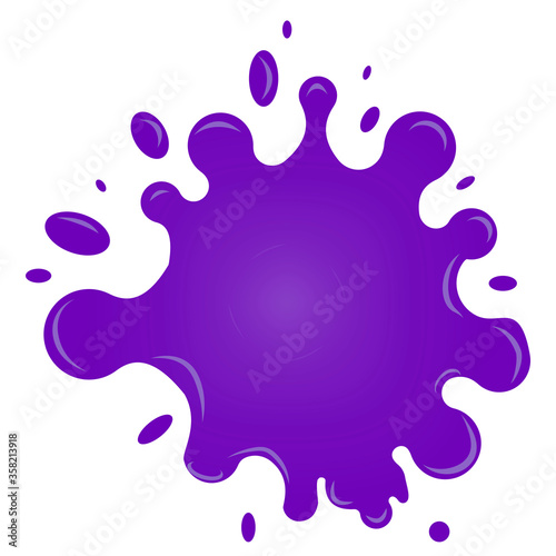 Glitter slime blot. Vector purple blot image. Cartoon stain on a white background. Abstract illustration of an ink splash. Cartoon ink drop. Stock Photo.
