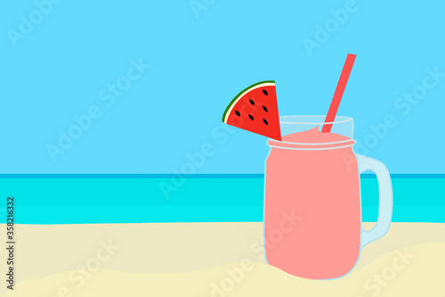 watermelon smoothie on the beach