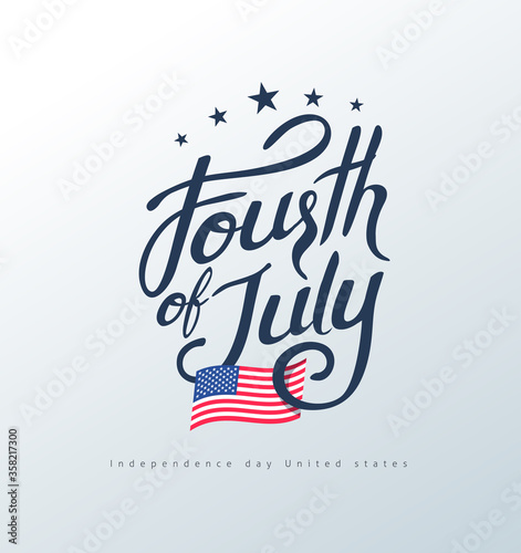 fourth of july calligraphy vector illustration. Independence day USA banner template background.4th of July celebration poster template.