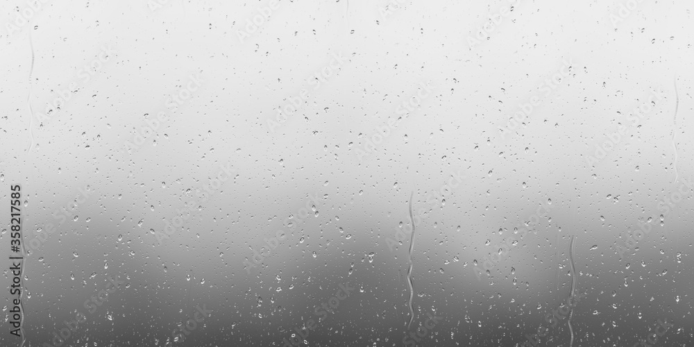Obraz premium Colorful panoramic background: raindrops on window glasses surface with steam.( 3D rendering computer digitally generated illustration.)