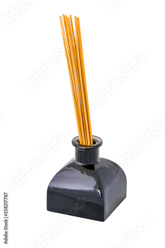 Spa Aromatic Wooden Stick with Vase for Scent Isolated on White Background