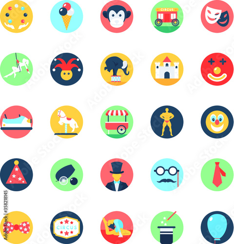  Circus Colored Vector Icons 2 