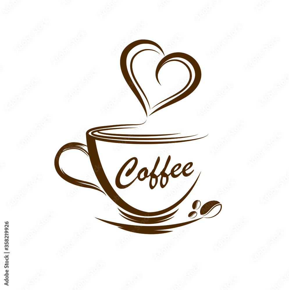 Obraz premium Coffee Logo simple elegant cafe. Vector illustration.