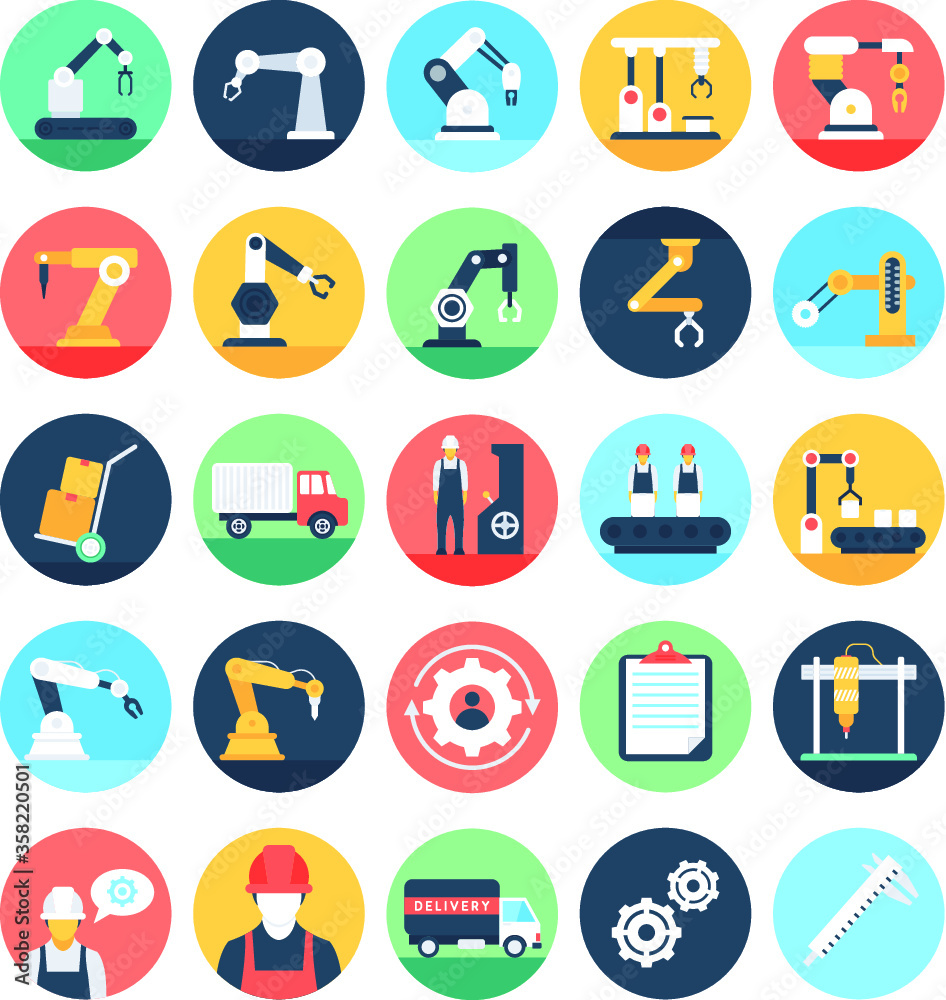 
Factory Manufacturing Production Vector Icons 1
