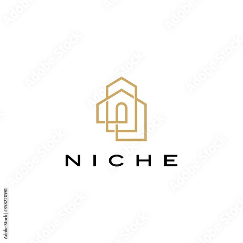 niche door window shape logo vector icon illustration