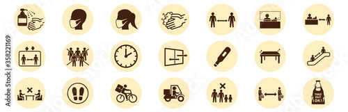 coronavirus store warning imfomation illustration vector