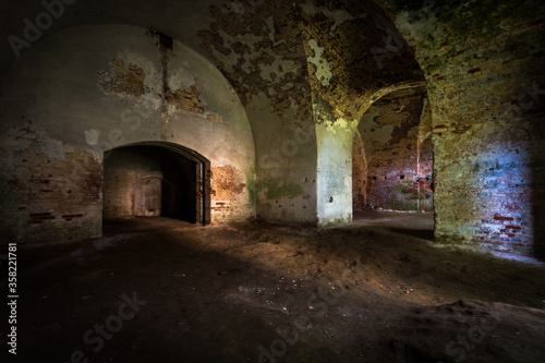 Basement of Daugavpils fortress in colors and black and white © EriksZ