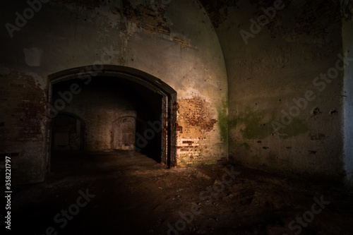 Basement of Daugavpils fortress in colors and black and white © EriksZ