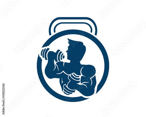 man is lifting dumbbell in the kettle bell shape