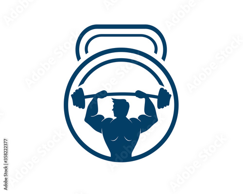 kettle bell with a man is lifting dumbbell inside