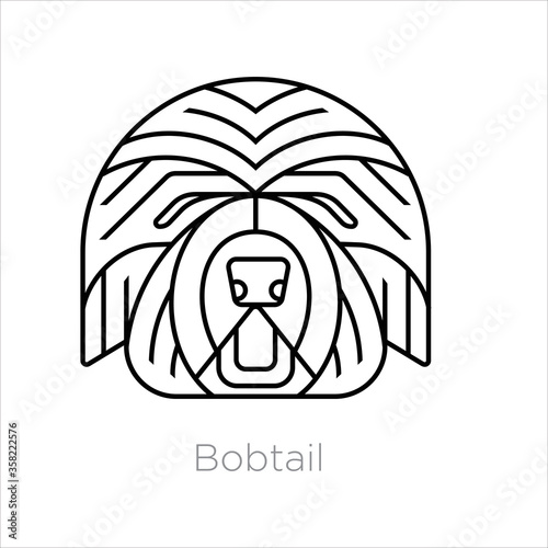 Bobtail head logo design. Vector illustration in line art style.