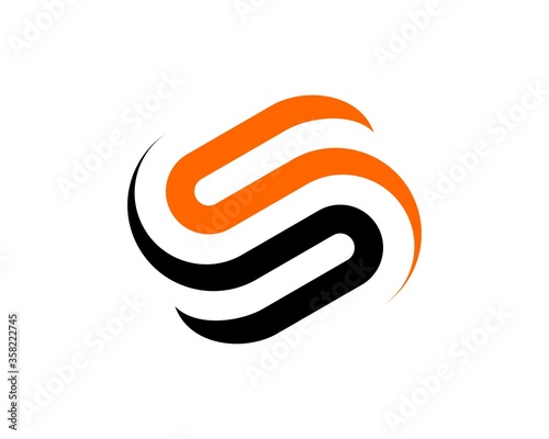 S Letter with orange and black line