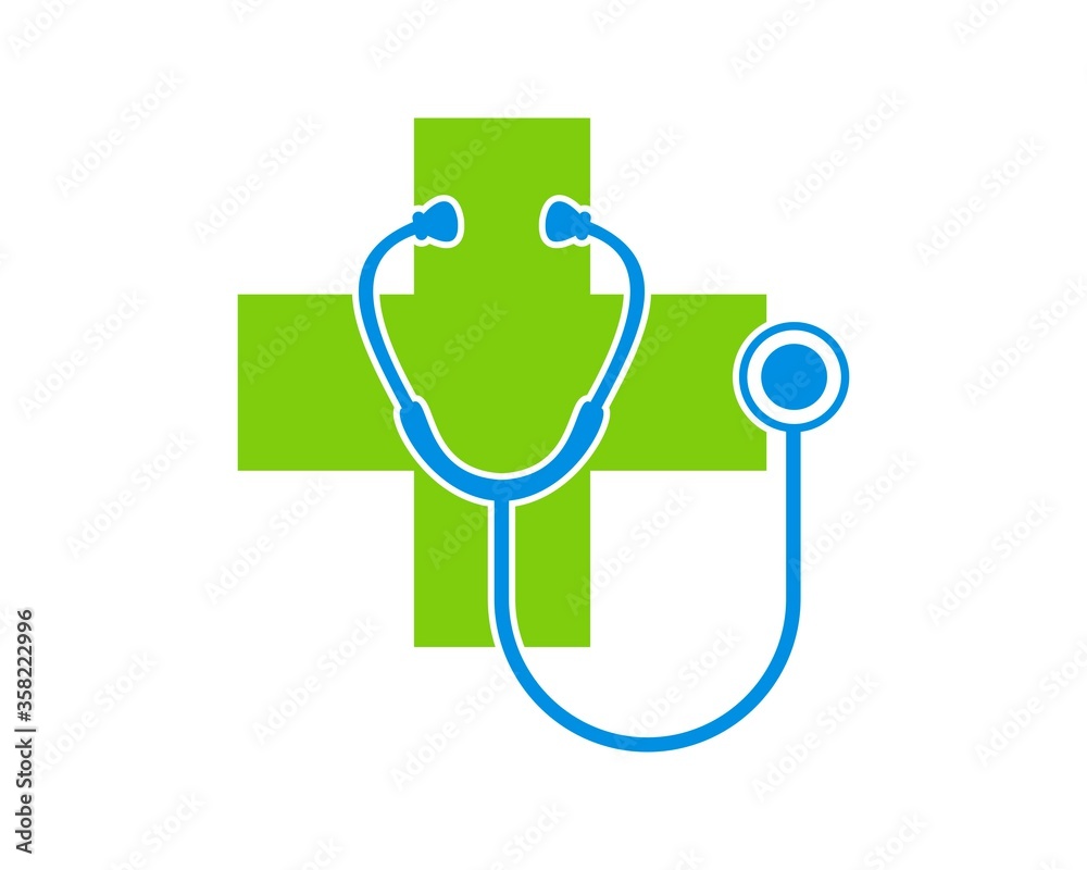 Medical logo with blue stethoscope Medical logo with blue stethoscope