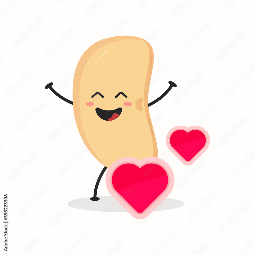 Cute Flat Cartoon Soybean Illustration. Vector illustration of cute soybean with a smiling expression. Cute soy bean mascot design Cute Flat Cartoon Soybean Illustration. Vector illustration of cute soybean with a smiling expression. Cute soy bean mascot design