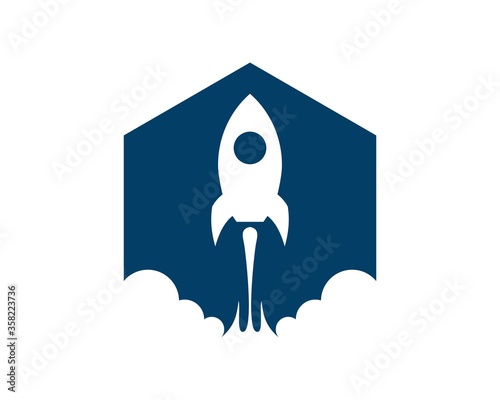 Hexagon shape with rocket inside