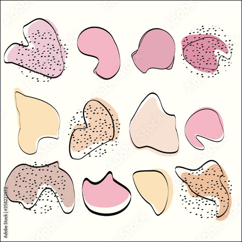 abstract pink shapes with black dots
