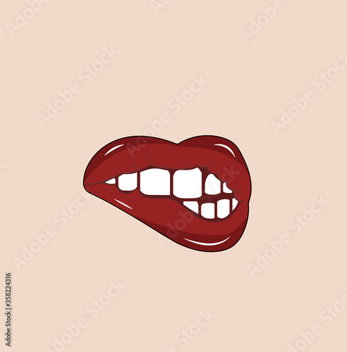 Woman Mouth Teeth and Lips Biting