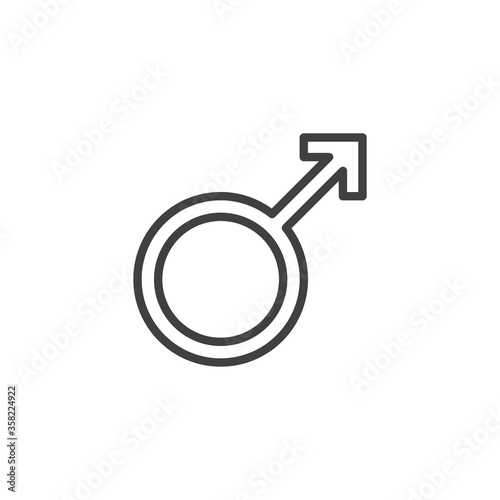 Male gender line icon. linear style sign for mobile concept and web design. Male sex outline vector icon. Man symbol, logo illustration. Vector graphics