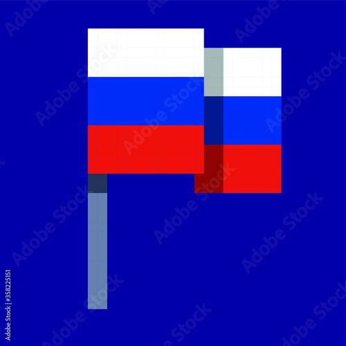 Russia Flag Waving Pixel Art 